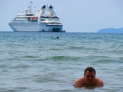 Steven With Seabourn Spirit In Background