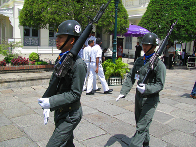 Solders At Bangkok Temple Complex